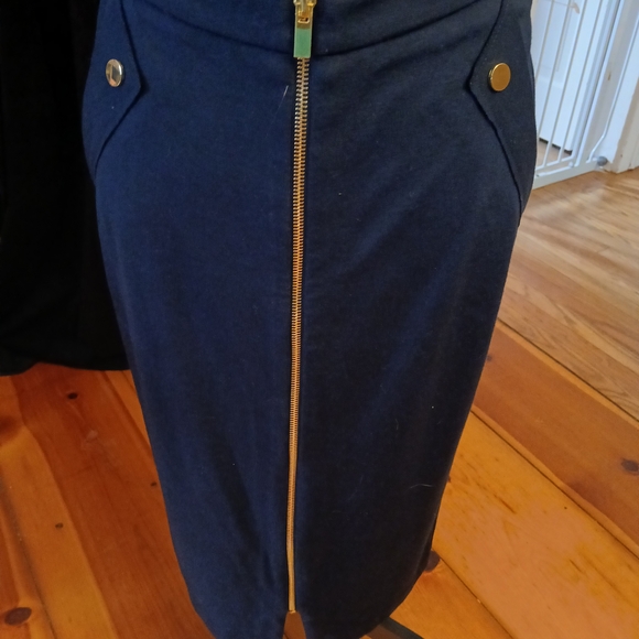 Catherine Malandrino Dresses & Skirts - Catherine Malandrino Navy Pencil Skirt with Gold Zip